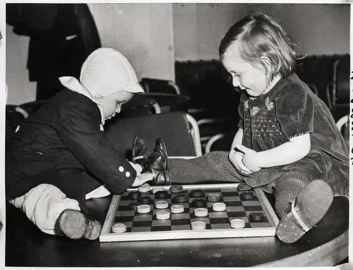 Framed Print : Small Children Playing Checkers