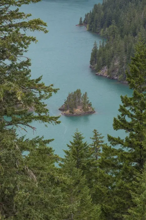 Framed Print : Small island in Diablo Lake, North Cascades National Park, Washington State, USA Framed Print : Small island in Diablo Lake, North Cascades National Park, Washington State, USA