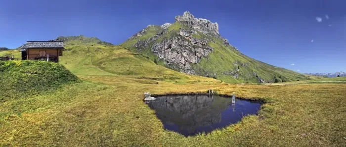 Framed Print : Small lake or pond at Mt Peitlerkofel, Sasso delle Putia, with mountain hut, Villnoess, Funes, Dolomites, South Tyrol, Italy, Europe Framed Print : Small lake or pond at Mt Peitlerkofel, Sasso delle Putia, with mountain hut, Villnoess, Funes, Dolomites, South Tyrol, Italy, Europe