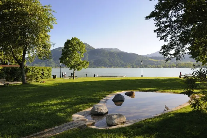 Framed Print : Small park on the lakeside promenade, Tegernsee lake, Upper Bavaria, Bavaria, Germany, Europe Framed Print : Small park on the lakeside promenade, Tegernsee lake, Upper Bavaria, Bavaria, Germany, Europe