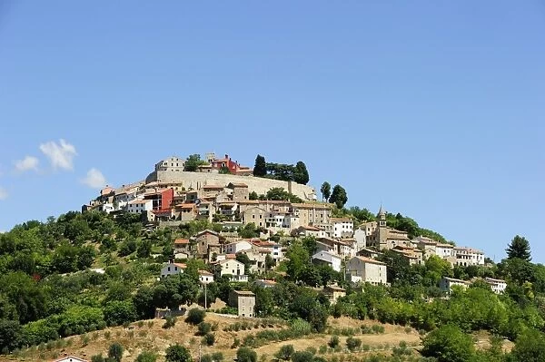 Small town situated on a hill, Motovun, Istria, Croatia