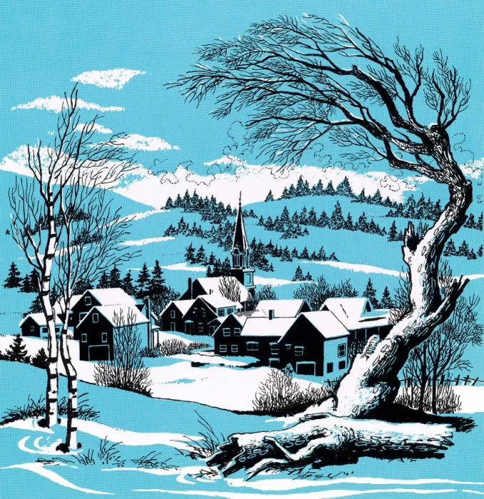 Framed Print : Small Town Winter Scene