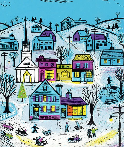 Small Town Winter Scene
