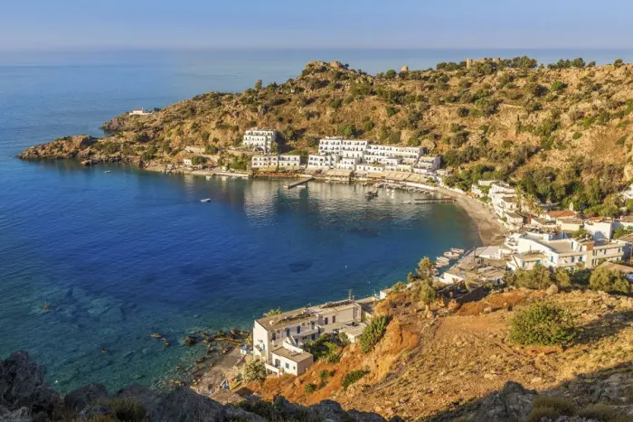 Framed Print : Small village accessible only by sea, Loutro, Crete, Greece Framed Print : Small village accessible only by sea, Loutro, Crete, Greece