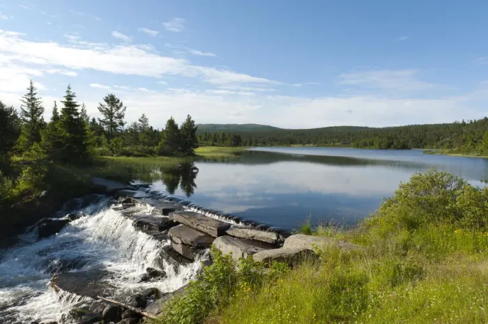Framed Print : Small waterfall, Lake Gala, Oppland, Norway, Scandinavia, Northern Europe, Europe Framed Print : Small waterfall, Lake Gala, Oppland, Norway, Scandinavia, Northern Europe, Europe