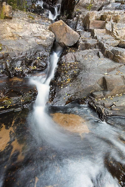 Small waterfall landscape with long exposure high in river - Dullstroom South Africa