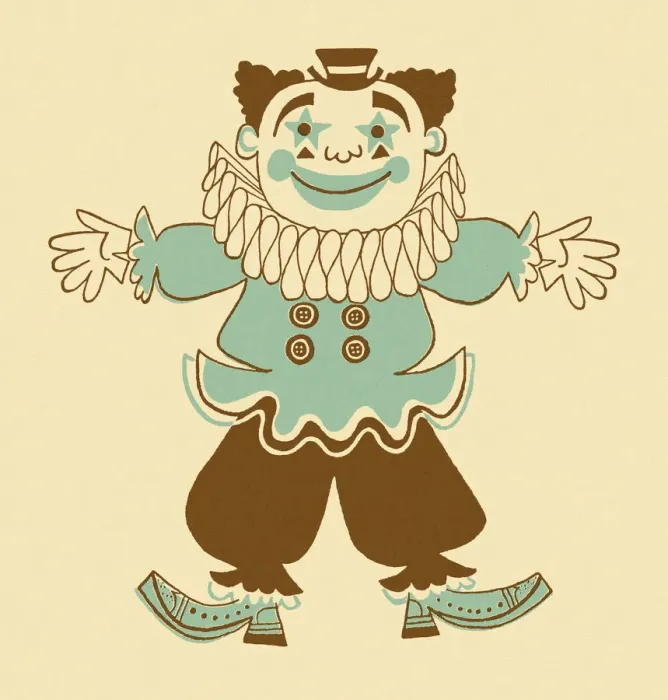Framed Print : Smiling Clown in Blue Framed Print : Smiling Clown in Blue