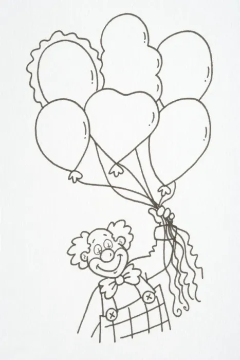 Framed Print : Smiling clown in overalls and bow tie holding a bunch of helium baloons, front view Framed Print : Smiling clown in overalls and bow tie holding a bunch of helium baloons, front view