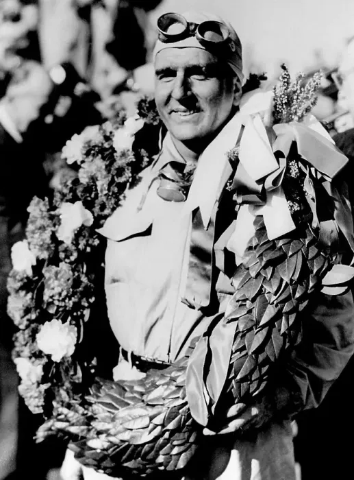 Framed Print : A Smiling G. Farina with Wreath Around His Neck Framed Print : A Smiling G. Farina with Wreath Around His Neck