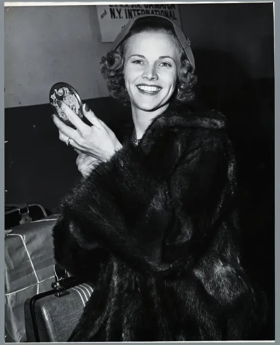 Framed Print : Smiling Honor Blackman In Fur Framed Print : Smiling Honor Blackman In Fur