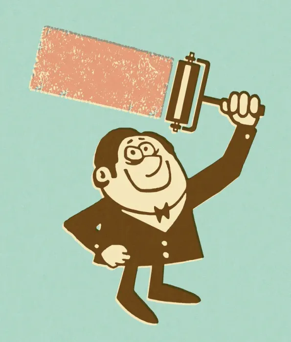 Framed Print : Smiling Man Painting With Roller Framed Print : Smiling Man Painting With Roller
