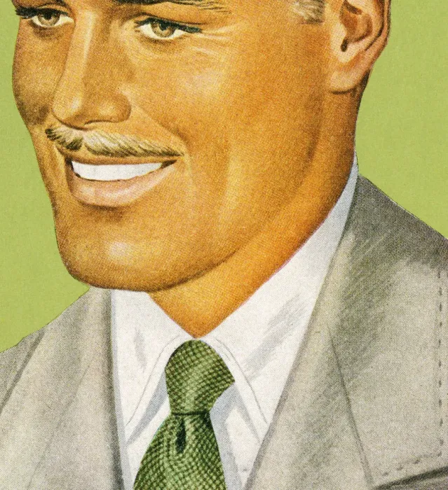 Framed Print : Smiling Mustache Man