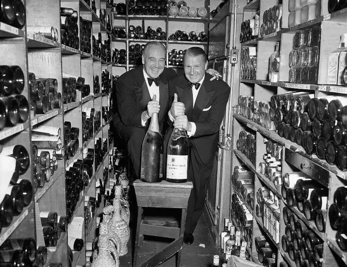 Framed Print : Two Smiling Waiters in Wine Cellar Framed Print : Two Smiling Waiters in Wine Cellar