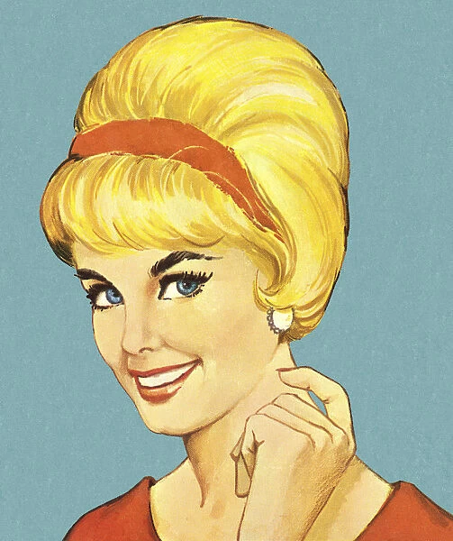 Smiling Woman With Bouffant Hairstyle