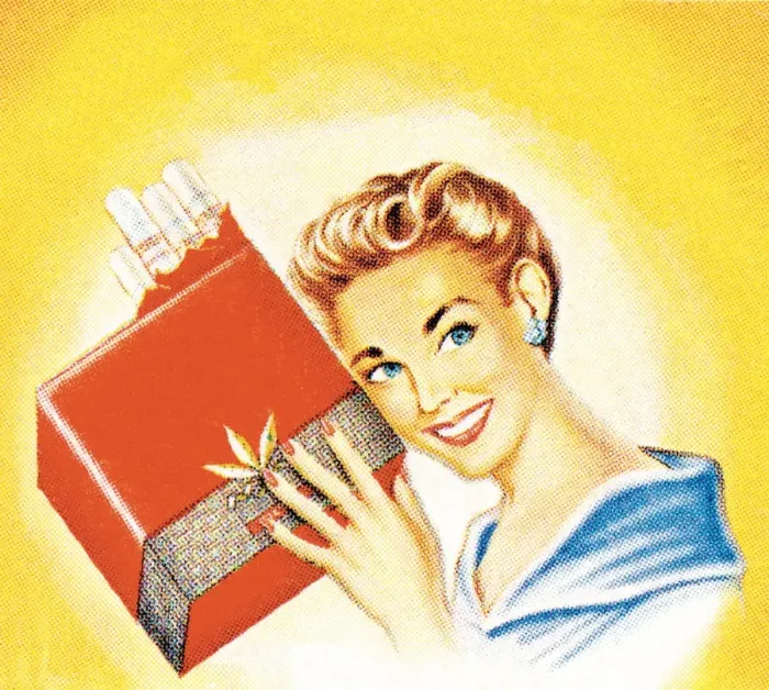 Framed Print : Smiling Woman and a Pack of Cigarettes Framed Print : Smiling Woman and a Pack of Cigarettes