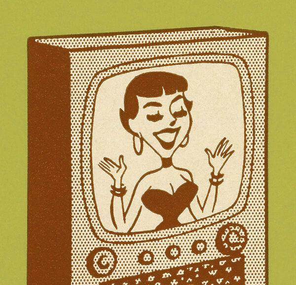 Smiling Woman on TV