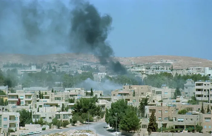 Framed Print : Smoke Billowing from Amman, Jordan Framed Print : Smoke Billowing from Amman, Jordan