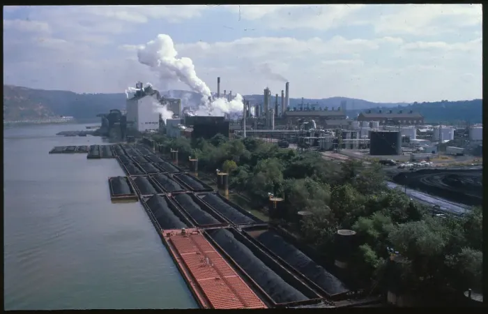 Framed Print : Smoke Billowing from Barges Framed Print : Smoke Billowing from Barges