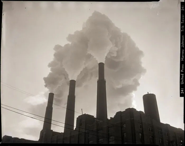Framed Print : Smoke Billowing from Factory Chimneys Framed Print : Smoke Billowing from Factory Chimneys