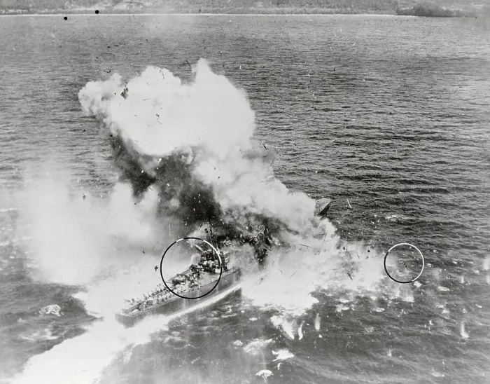 Framed Print : Smoke Billowing from Japanese Vessel Framed Print : Smoke Billowing from Japanese Vessel