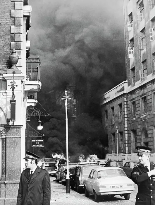 Framed Print : Smoke Rising from Bomb Blast in London