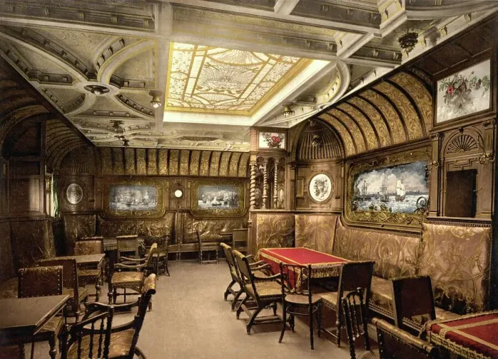 Framed Print : The Smoking Rooms in the Ship of Kaiser Wilhelm the Great, Germany, Historic, digitally restored reproduction of a photochrome print from the 1890s