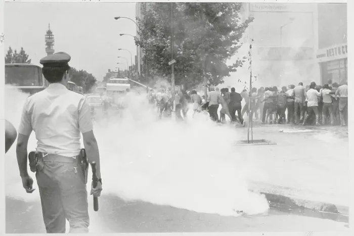 Framed Print : Smoldering Fire During Protests Against Chile Police Tactics Framed Print : Smoldering Fire During Protests Against Chile Police Tactics
