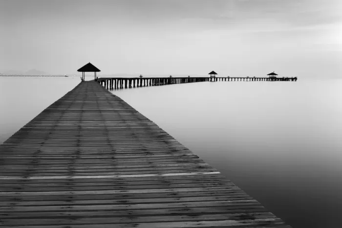 Framed Print : Smooth sea and long wooden bridge Framed Print : Smooth sea and long wooden bridge