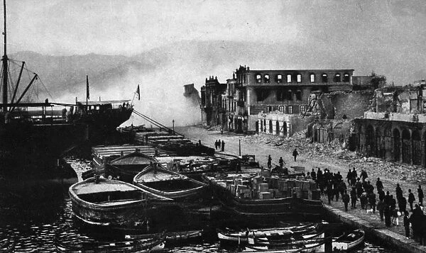 Smyrna. Ruined buildings on the quay at Smyrna 