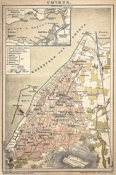 Smyrna. Antique map of a Smyrna