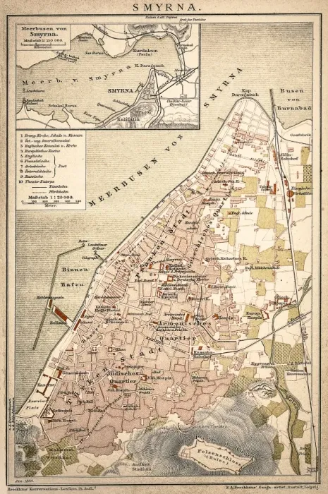 Framed Print : Smyrna. Antique map of a Smyrna Framed Print : Smyrna. Antique map of a Smyrna