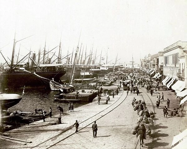 Smyrna, today's Izmir, the gate and quays, 1870, Turkey, Historical, digitally restored reproduction from a 19th century original