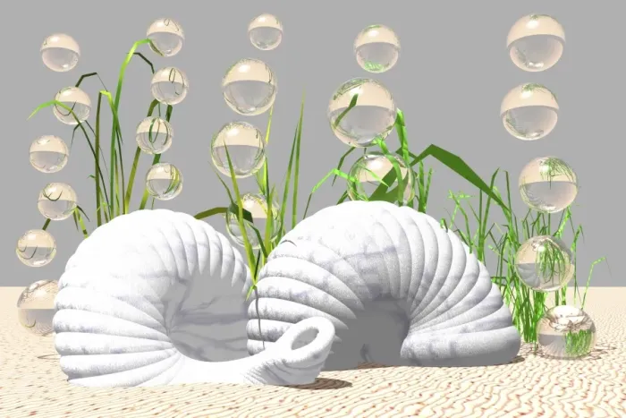 Framed Print : Snail shells on the bottom of the sea, 3D computer graphics Framed Print : Snail shells on the bottom of the sea, 3D computer graphics