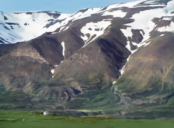 Framed Print : Snow-Capped Hills, Farm and Valley Outside Akureyri, Iceland Framed Print : Snow-Capped Hills, Farm and Valley Outside Akureyri, Iceland