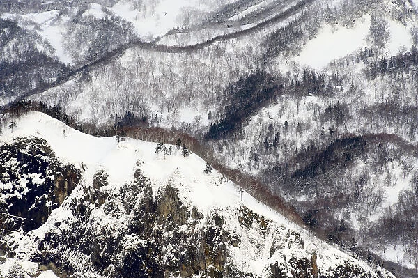 Snow covered hillsides and ridges