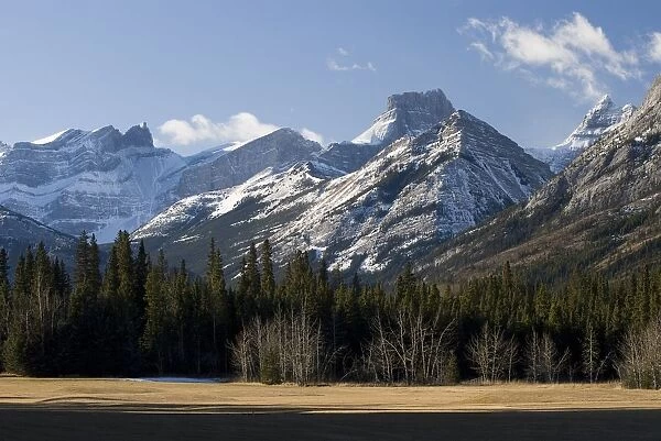 Snow covered mountain range, Fortress mountain, Kananaskis, Alberta, Canada