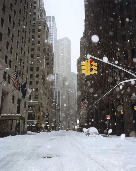 Snow Covered New York Street