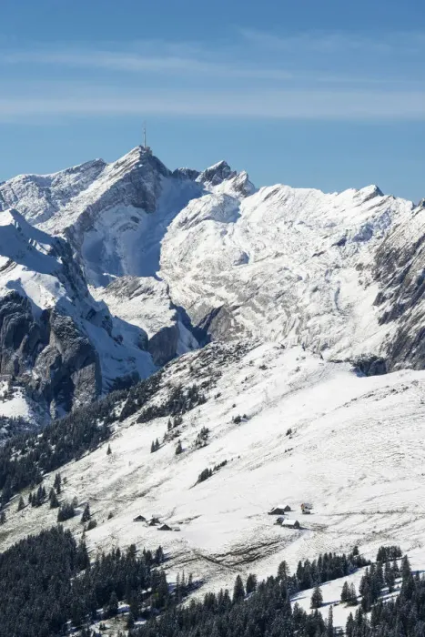 Framed Print : Snow-covered Saentis mountain, 2501m, seen from the southeast, Alpsigel below, canton of Appenzell Innerrhoden, Switzerland, Europe Framed Print : Snow-covered Saentis mountain, 2501m, seen from the southeast, Alpsigel below, canton of Appenzell Innerrhoden, Switzerland, Europe