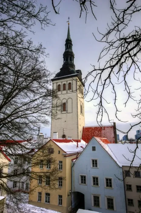 Framed Print : Snow covered St. Nicholas Church in Tallinn Framed Print : Snow covered St. Nicholas Church in Tallinn