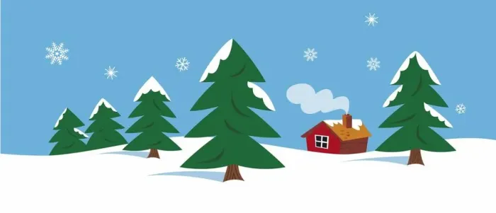 Framed Print : Snow landscape with trees and a house with smoke rising from the chimney Framed Print : Snow landscape with trees and a house with smoke rising from the chimney