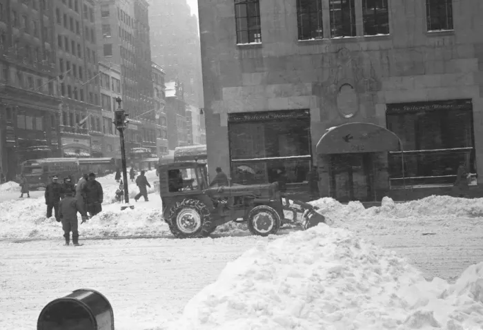 Framed Print : Snow removal on street, (B&W) Framed Print : Snow removal on street, (B&W)