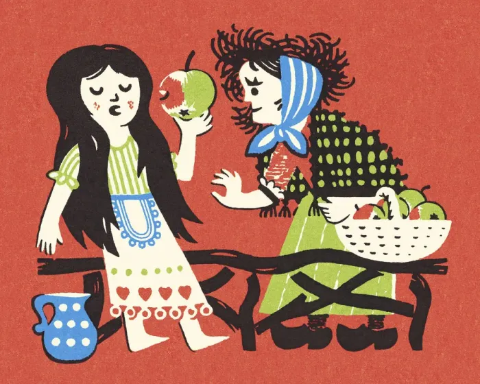 Framed Print : Snow White and Witch Framed Print : Snow White and Witch