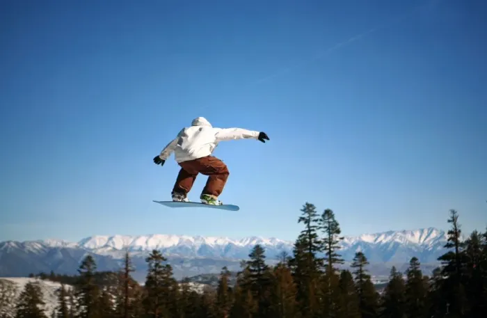 Framed Print : Snowboarder jumping at Mammoth Mountain Resort Framed Print : Snowboarder jumping at Mammoth Mountain Resort