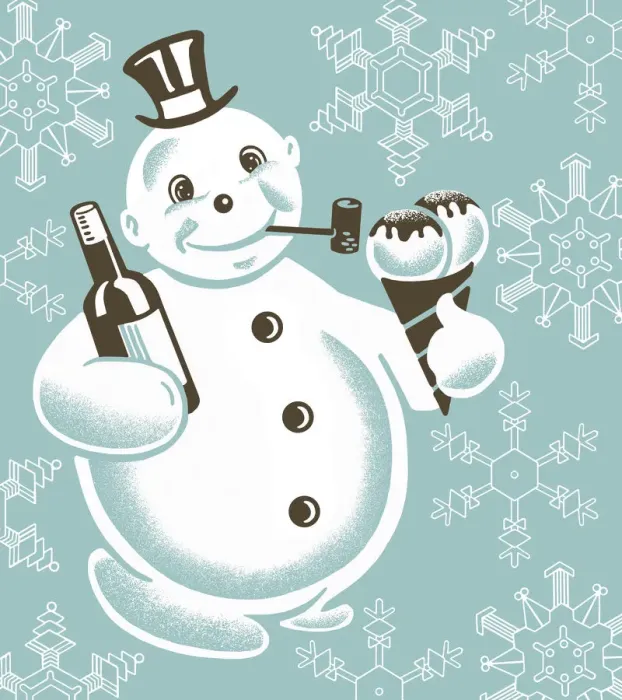 Framed Print : Snowman With Bottle Framed Print : Snowman With Bottle