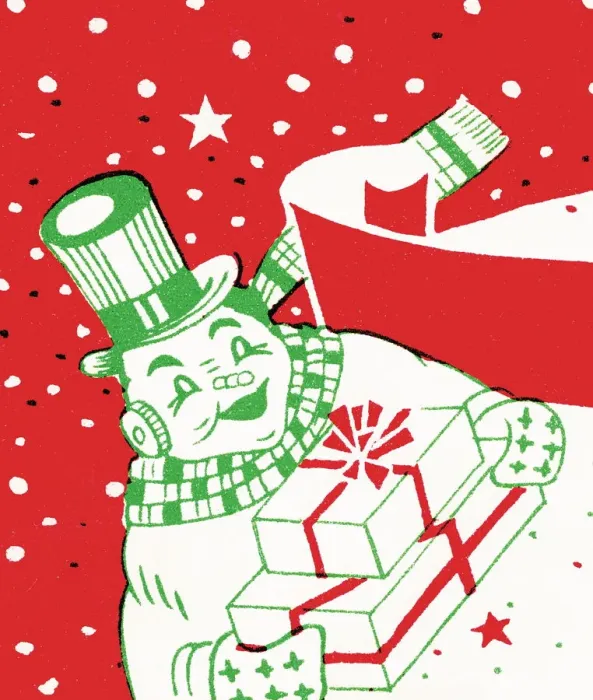 Framed Print : Snowman with gifts