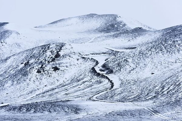 Snowy hills, Northeastern Region, Iceland