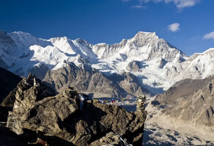 Framed Print : Snowy mountains overlooking valley Framed Print : Snowy mountains overlooking valley