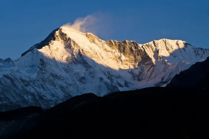 Framed Print : Snowy mountains overlooking valley