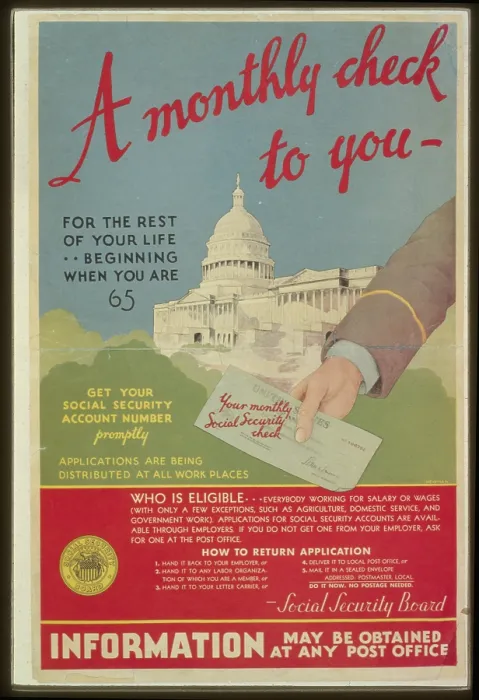 Framed Print : Social Security Poster - A Monthly Check To You