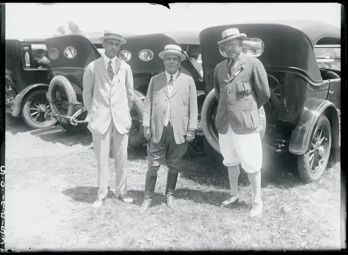 Framed Print : Socialites Posing Near Automobiles Framed Print : Socialites Posing Near Automobiles